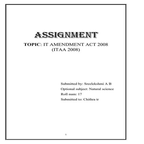IT AMENDMENT ACT 2008. Pdf,online assignment