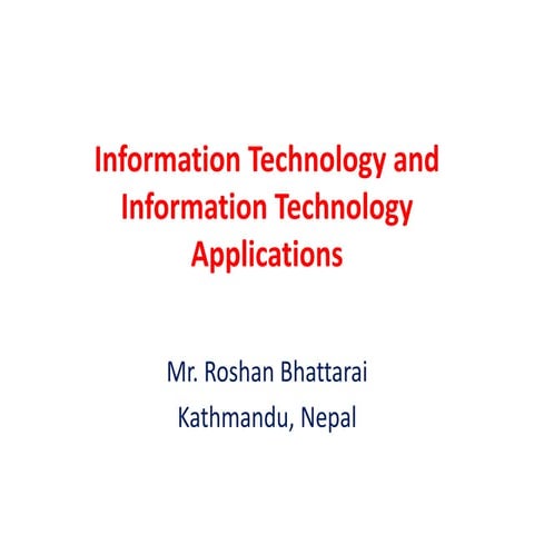 Information Technology and its Applications