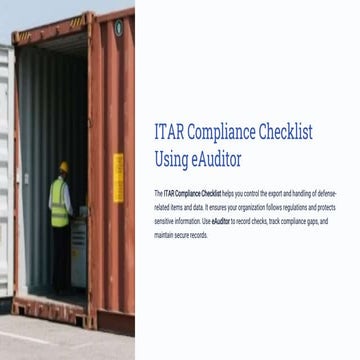 ITAR Compliance Checklist with eAuditor Audits and inspections | PDF