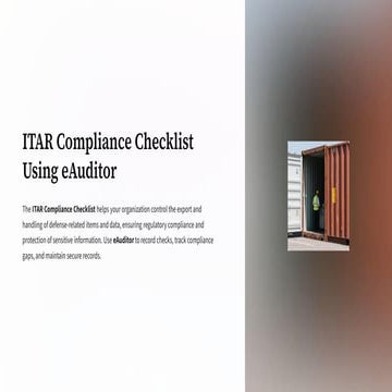 ITAR Compliance Checklist with eAuditor Audits and inspections | PDF