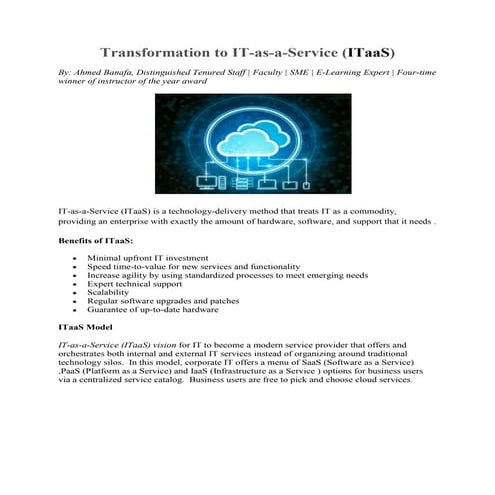 Transformation to IT-as-a-Service (ITaaS)