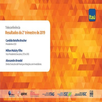 Apresentação Teleconferência 2T19 - Itaú Unibanco