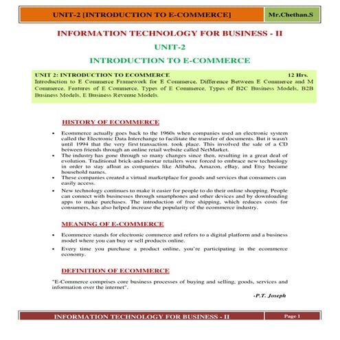 INTRODUCTION TO ECOMMERCE   