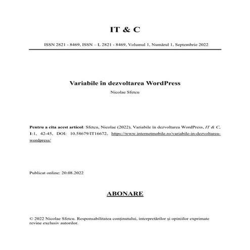 Variabile în dezvoltarea WordPress