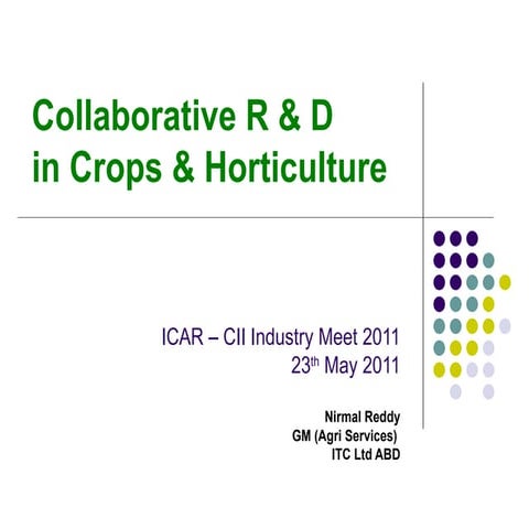 ITC COLLABORATIVE R & D CROPS & HORTICULTURE-ICAR CII MEETING 23 May 2011
