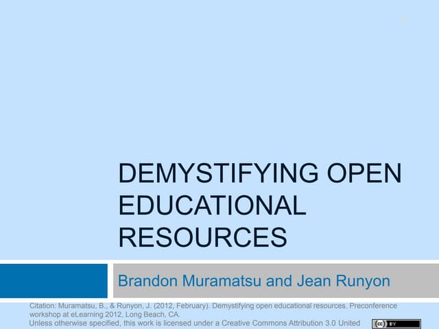 Demystifying Open Educational Resources