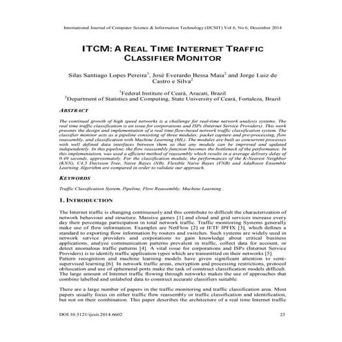 Itcm a real time internet traffic classifier monitor