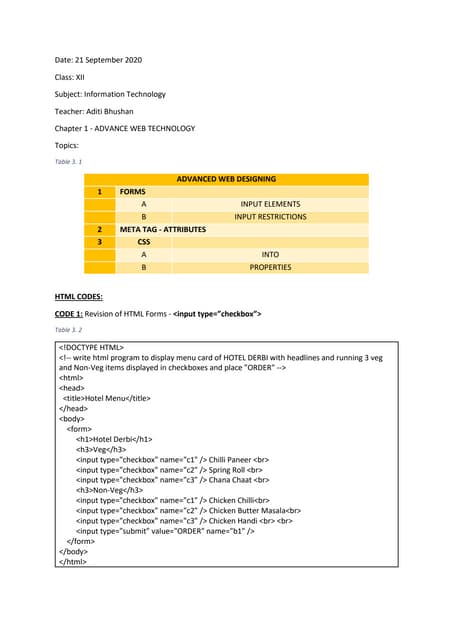 HTML codes 1