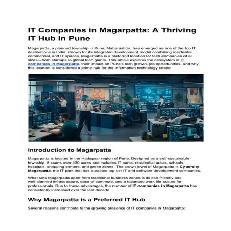 IT Companies in Magarpatta: A Thriving IT Hub in Pune | PDF
