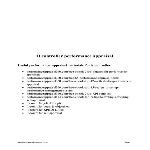 It controller performance appraisal