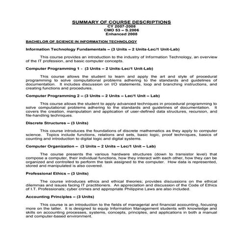 Perpetual Help IT Course Description