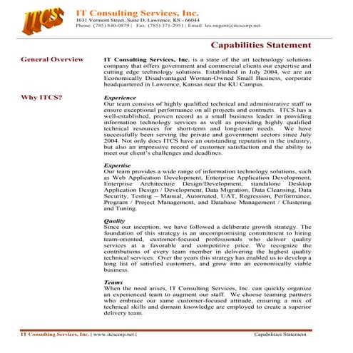 Itcs Capabilities Statement 070912 Bus