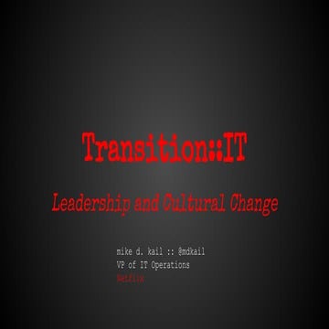 Transition::IT -- Leadership and Cultural Change