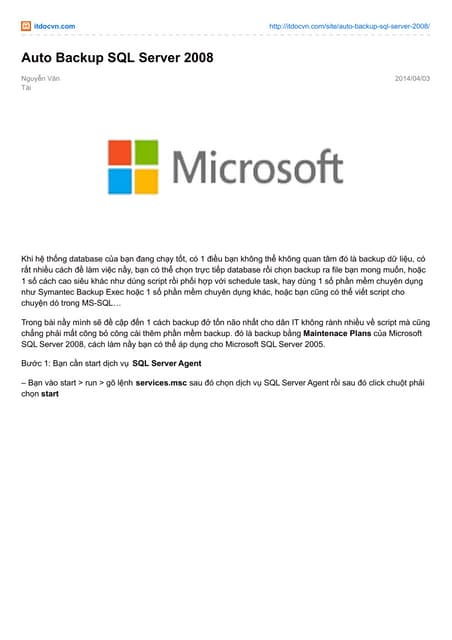 auto backup sql server 2008