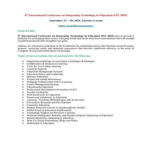 6th International Conference on Integrating Technology in Education ...