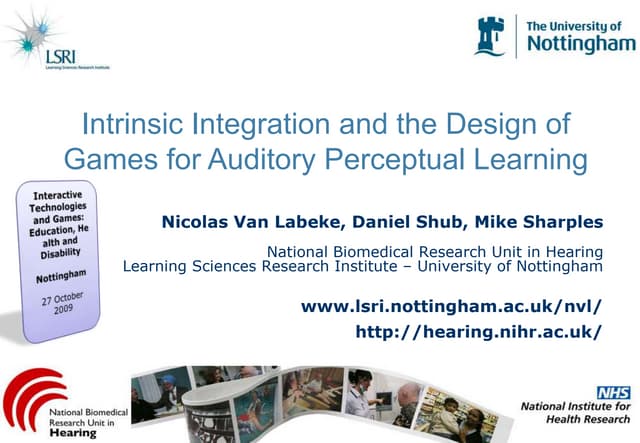 Intrinsic Integration and the Design of Games for Auditory Perceptual Learning