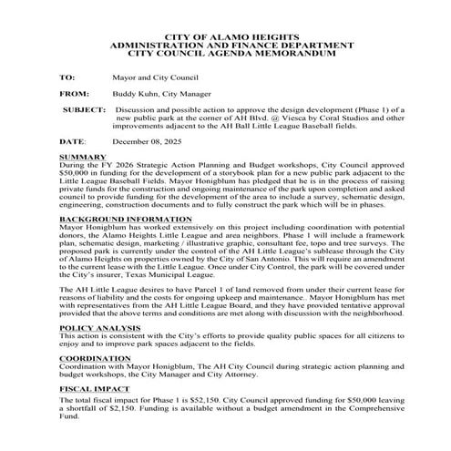 Item # 10 - Coral Studios Public Park proposed design development