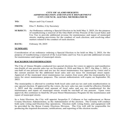 PPT Item # 11 - May 2025 Special Election | PDF