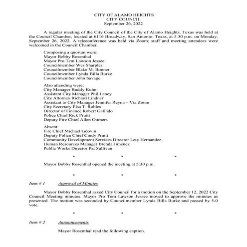 Item # 1a - October 24, 2022 City Council Meeting Minutes | PDF