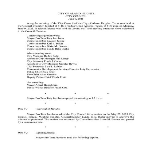 Item # 1c - June 9, 2025 City Council Meeting (CCM)Minutes | PDF