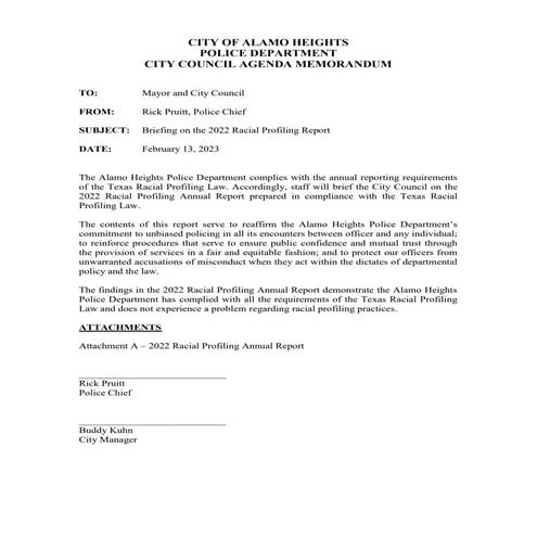 PPT Item # 6 - 2024 Racial Profiling Report | PDF