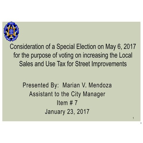 Item #7 Local sales and use tax