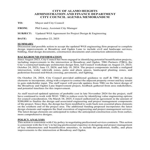 Item # 7 - Updated Agmt with WGI Prof. Engineering Srves | PDF
