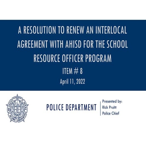 Item # 11 - PPT SAPD School Resource Officer MOU | PDF
