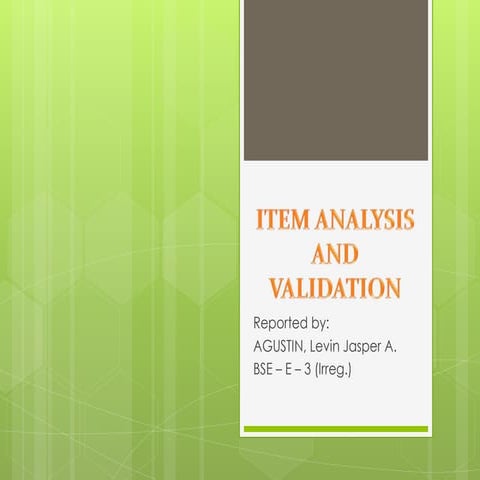 Item Analysis and Validation