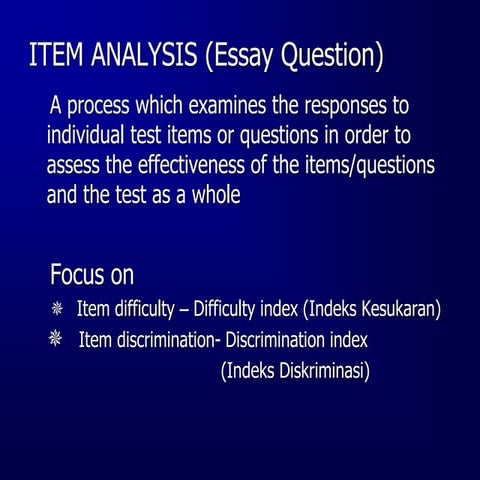 Nota Item Analysis Essay ,jenis-jenis soalan | PPT
