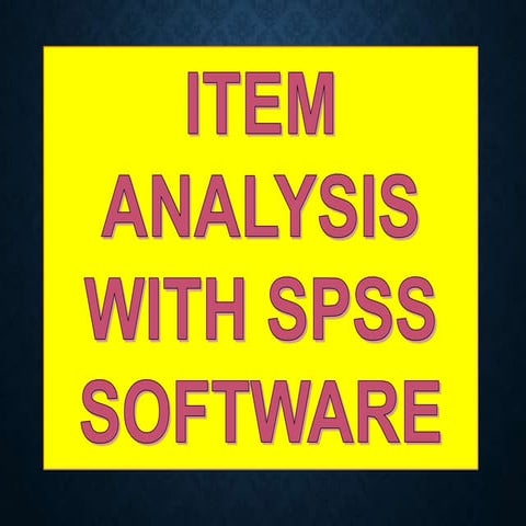 Item analysis with spss software