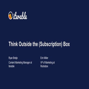 ERIN MILLER - THINK OUTSIDE THE (SUBSCRIPTION) BOX
