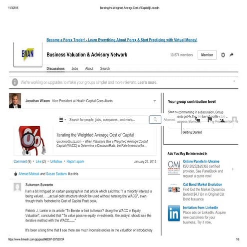 Iterating the weighted average cost of capital   linked in