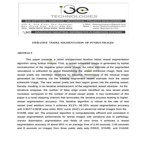 Iterative vessel segmentation of fundus images