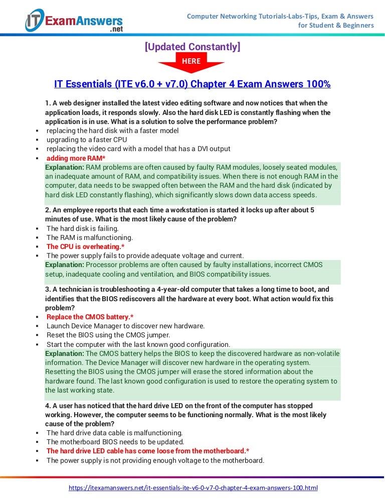 Cisco It Essentials Chapter 4 Exam Answers