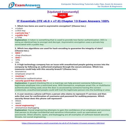 IT Essentials (Version 7.0) - ITE Chapter 13 Exam Answers