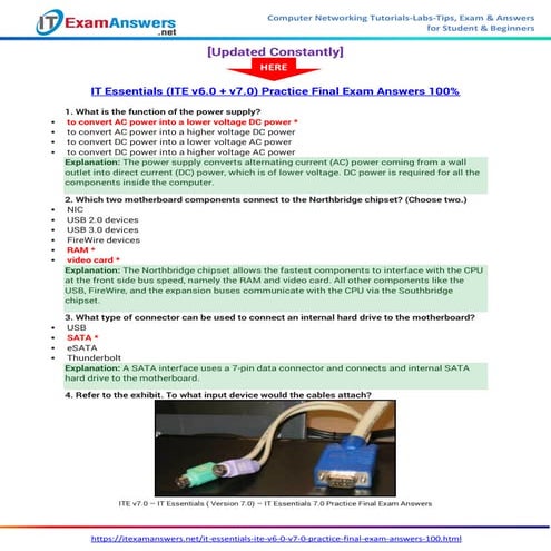 IT Essentials (Version 7.0) - ITE Practice Final Exam Answers