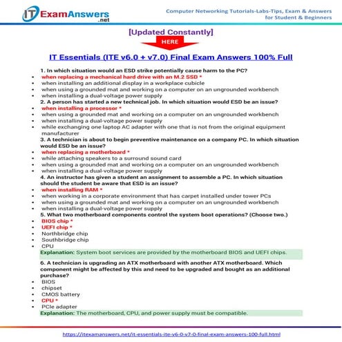 IT Essentials (Version 7.0) - ITE Final Exam Answers