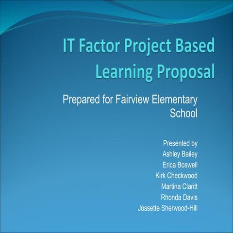 It Factor Project Based Learning Proposal