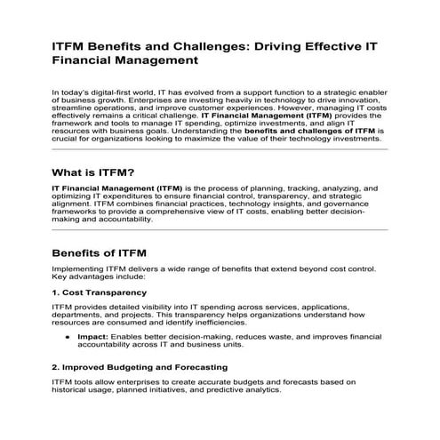 ITFM Benefits and Challenges_ Driving Effective IT Financial Management ...