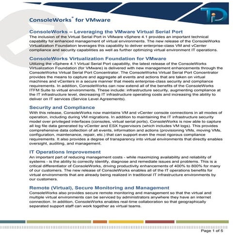 ConsoleWorks ITFM for VMware