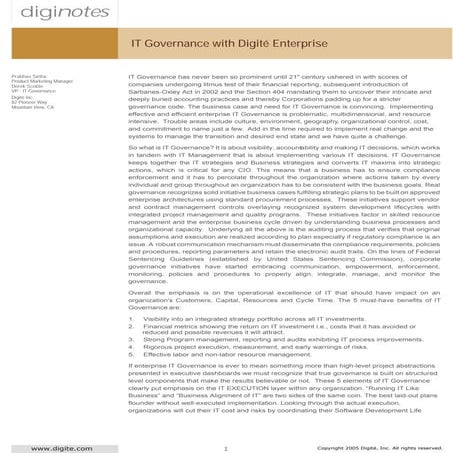 IT Governance with Digité Enterprise