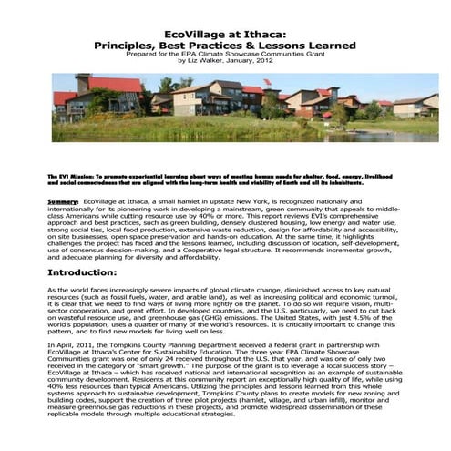 Ithaca Ecovillage Lessons Learned (2012)