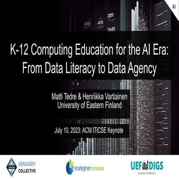 K-12 Computing Education for the AI Era: From Data Literacy to Data Agency
