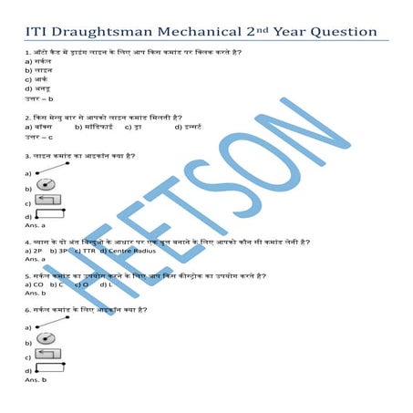 Draughtsman Mechanical Trade Theory 2nd Year MCQ