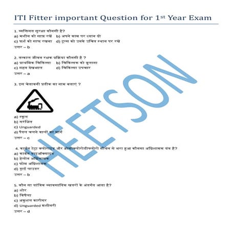 ITI Fitter NIMI Question Bank 1st Year MCQ