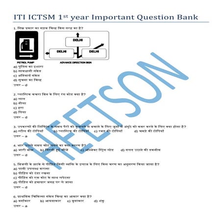 ICTSM CBT MCQ Question and Answer for ITI