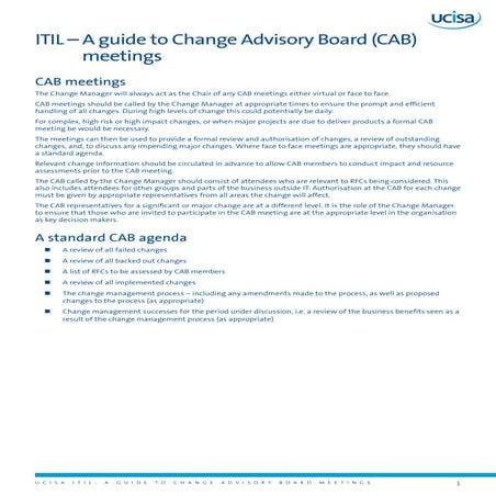 Itil a guide to cab meetings pdf