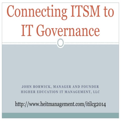 Connecting ITSM to IT governance