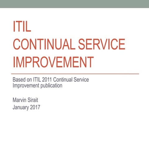 ITIL Continual Service Improvement 2011